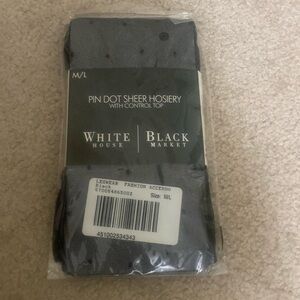 WHBM Pin Dot Sheer Hosiery with Control Top Black Size M/L